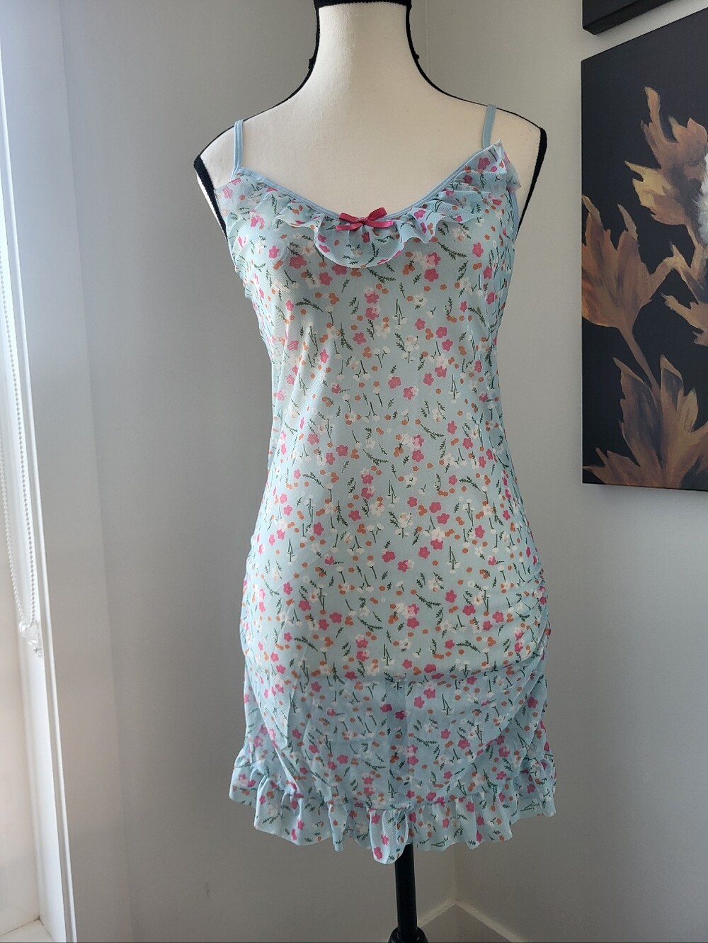 3/$30 Light Blue Floral Ruffle Negligee